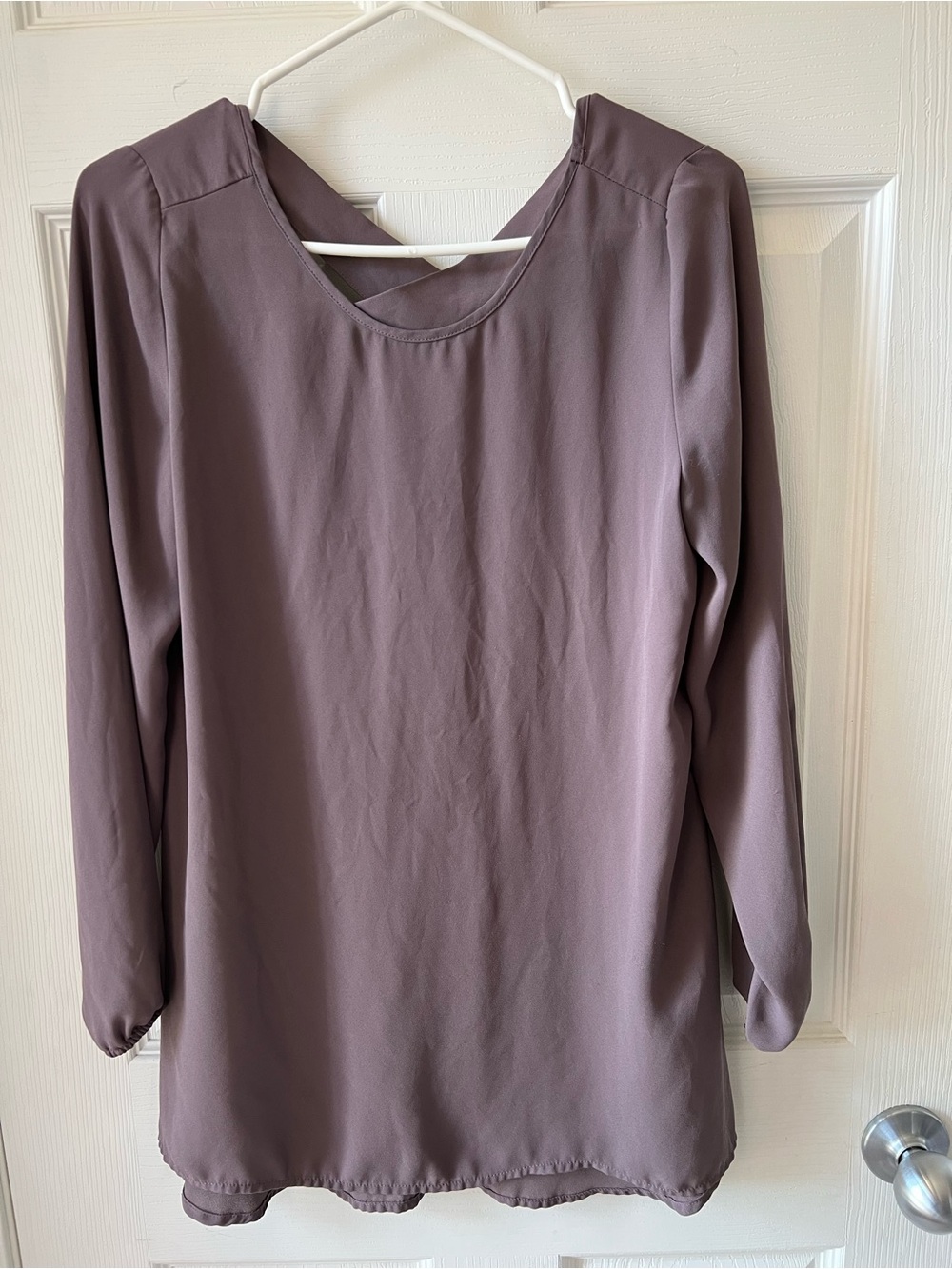 Maurices Dusty Purple Long Sleeve Scoop Neck Blouse